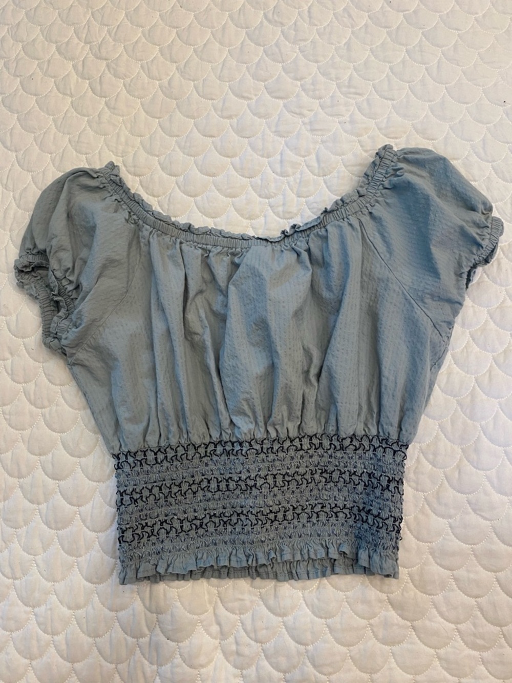 Cotton On Milkmaid Off Shoulder Puff Sleeve Crop Shirt Blouse Large